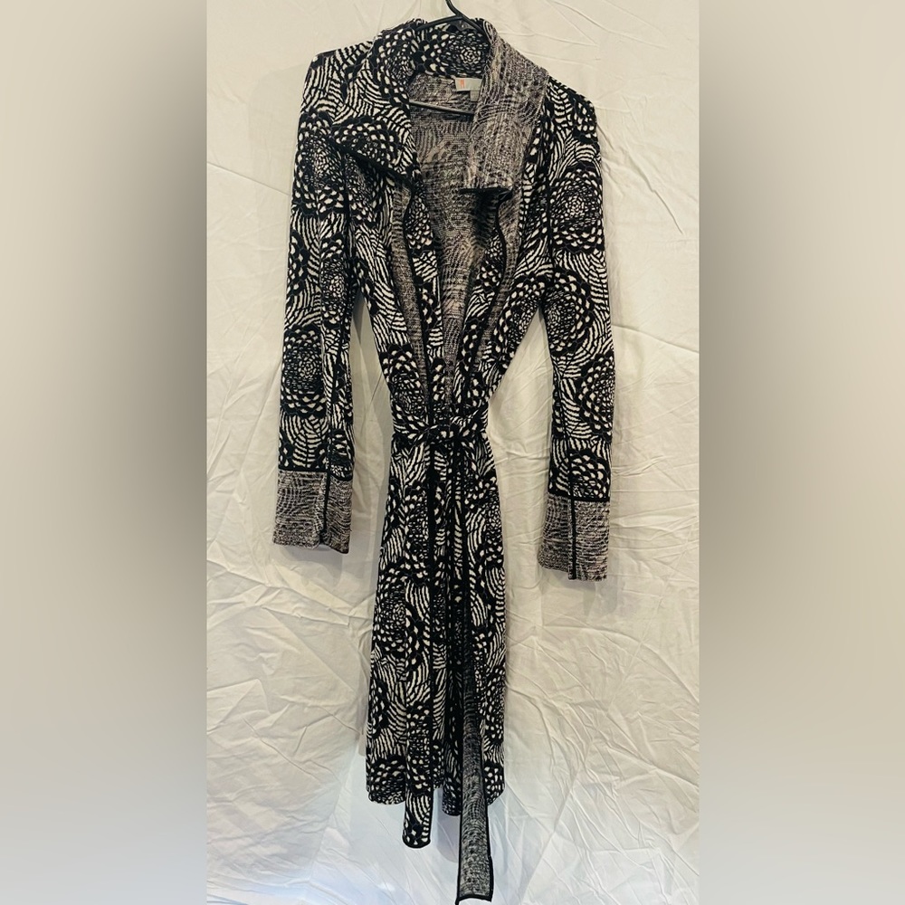 Missoni long cardigan sweater w/ belt (Black/White/Purple) (size 6)
